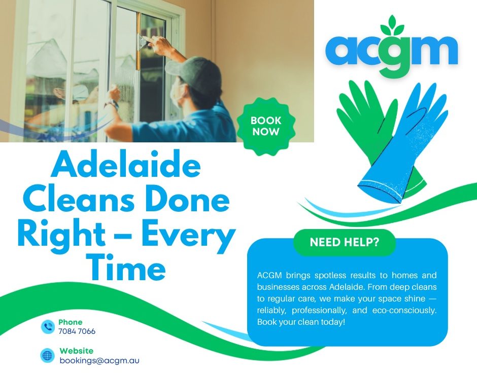 Professional cleaner wiping a window in Adelaide with gloves and mask